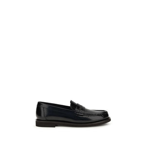 Schwarze Leder-Slipper