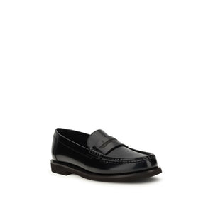 Schwarze Leder-Slipper