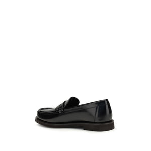 Schwarze Leder-Slipper