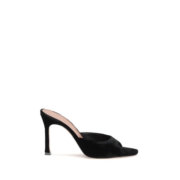 Schwarze Leder-Stilettosandalen