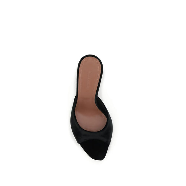 Schwarze Leder-Stilettosandalen