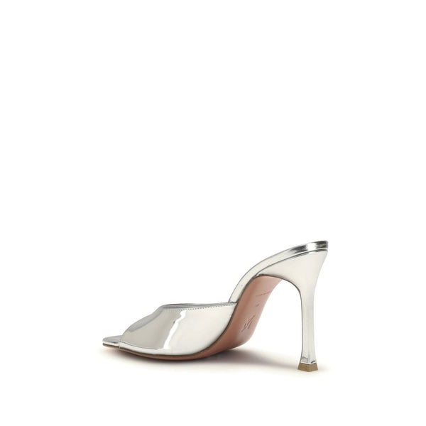 Silberne Leder-Pantoffeln