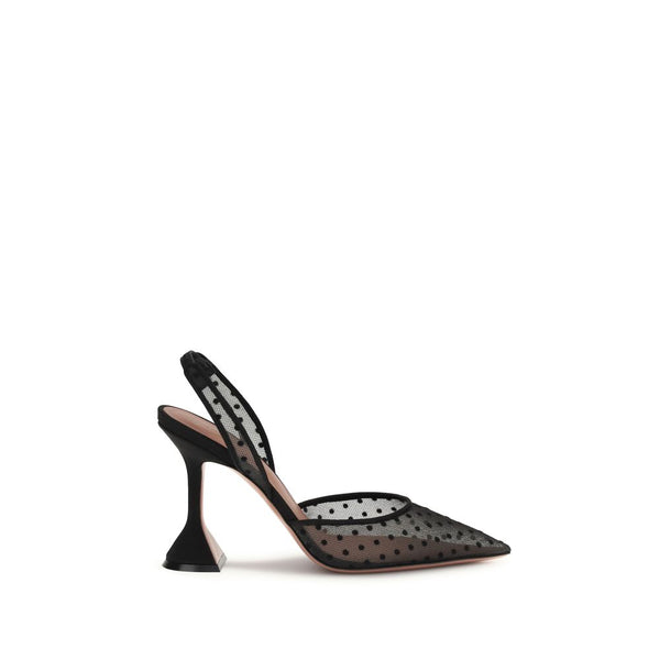 Schwarze Plateau-Pumps aus Polyester