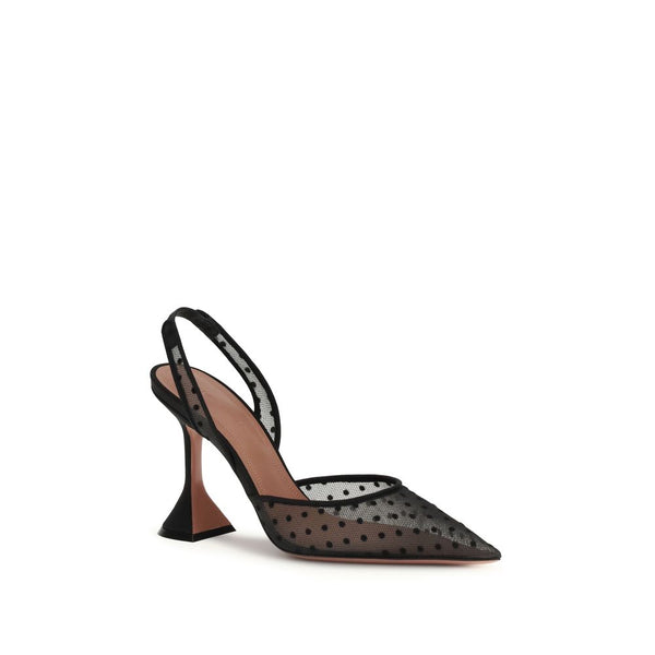 Schwarze Plateau-Pumps aus Polyester
