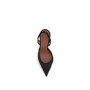 Schwarze Plateau-Pumps aus Polyester