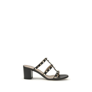 Schwarze Kalbsleder Bos Taurus Plateau-Sandalen