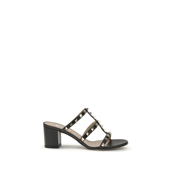 Schwarze Kalbsleder Bos Taurus Plateau-Sandalen