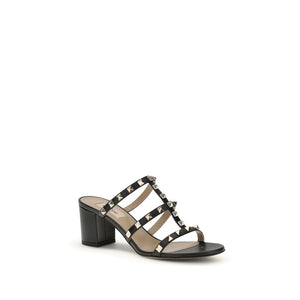 Schwarze Kalbsleder Bos Taurus Plateau-Sandalen