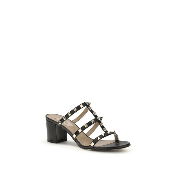 Schwarze Kalbsleder Bos Taurus Plateau-Sandalen