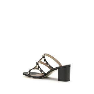 Schwarze Kalbsleder Bos Taurus Plateau-Sandalen