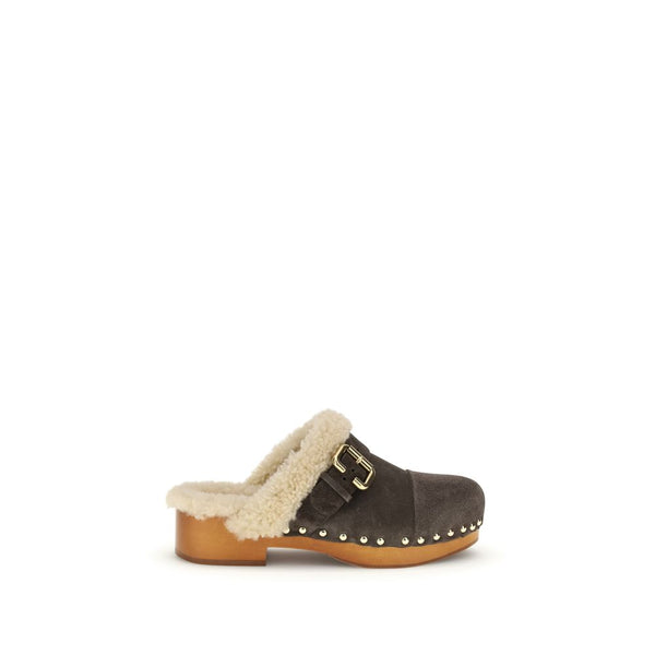 Braune Fell-Clogs