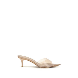 Beige Polyurethan-Stilettosandalen