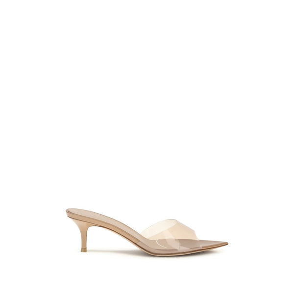Beige Polyurethan-Stilettosandalen