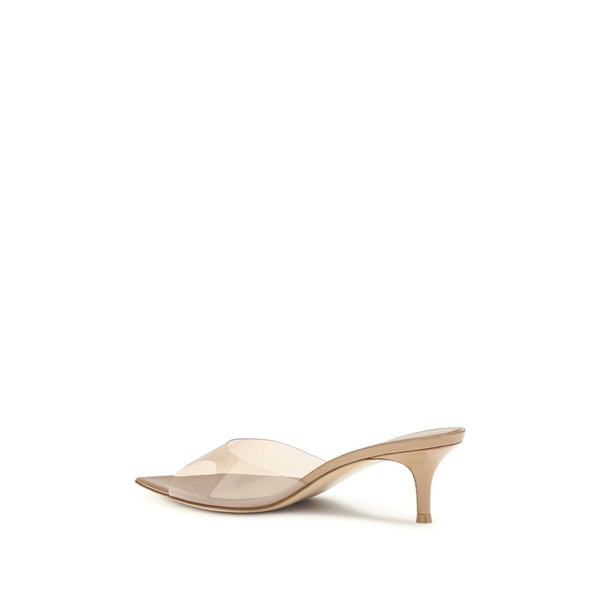 Beige Polyurethan-Stilettosandalen