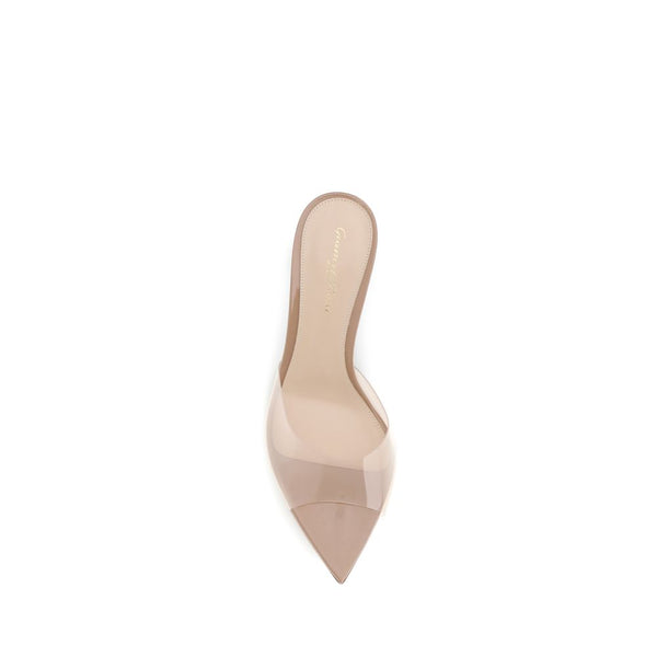 Beige Polyurethan-Stilettosandalen