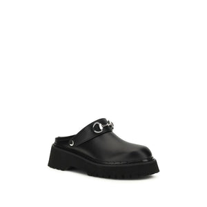 Schwarze Leder-Mules