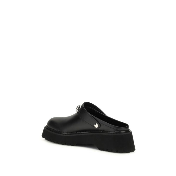 Schwarze Leder-Mules