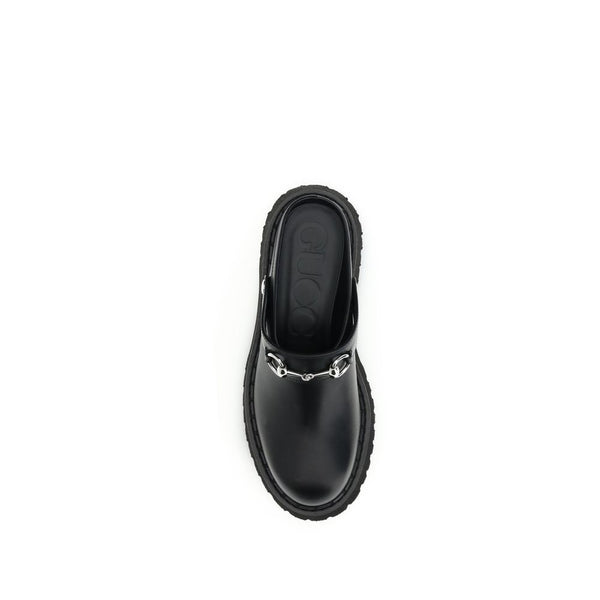 Schwarze Leder-Mules