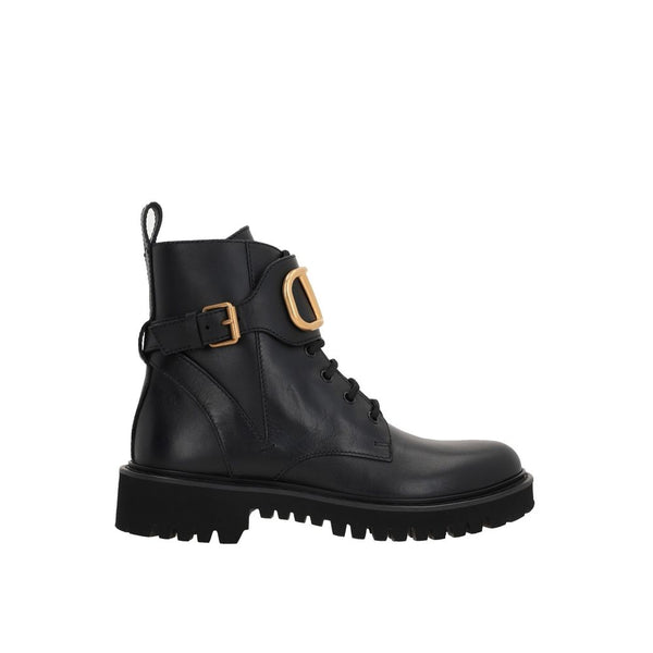 Schwarze Stiefeletten aus Kalbsleder mit Schnürung