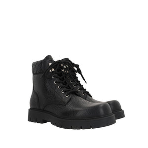 Schwarze Stiefeletten aus Kalbsleder mit Schnürung