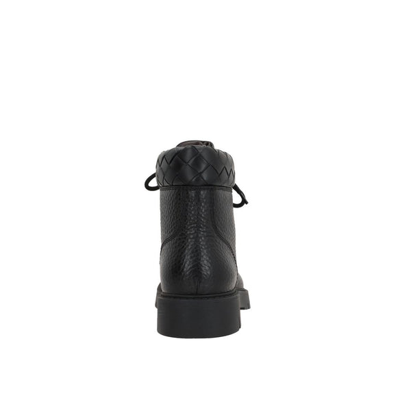 Schwarze Stiefeletten aus Kalbsleder mit Schnürung