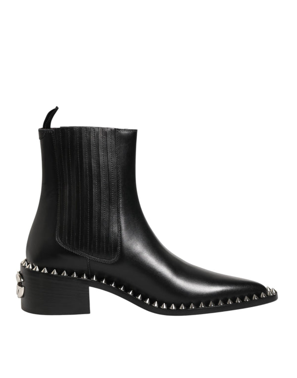 Schwarze, mit Nieten besetzte Chelsea-Stiefeletten