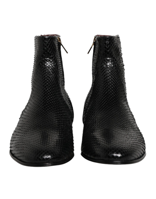 Schwarze Leder-Chelsea-Stiefeletten