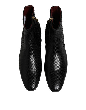 Schwarze Leder-Chelsea-Stiefeletten