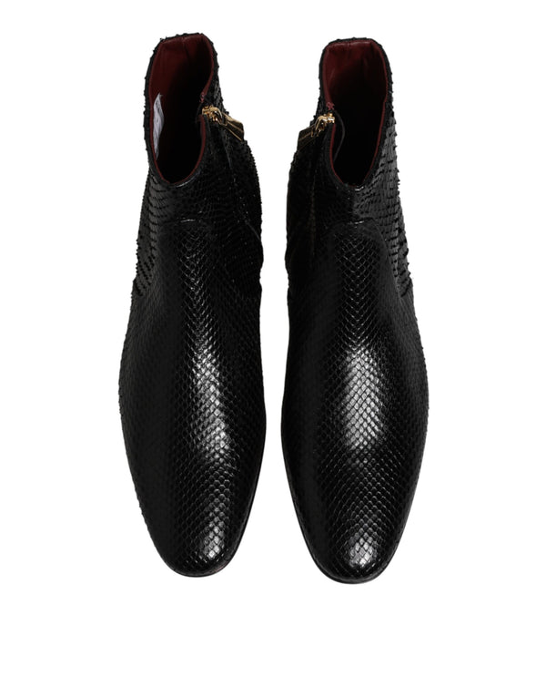 Schwarze Leder-Chelsea-Stiefeletten