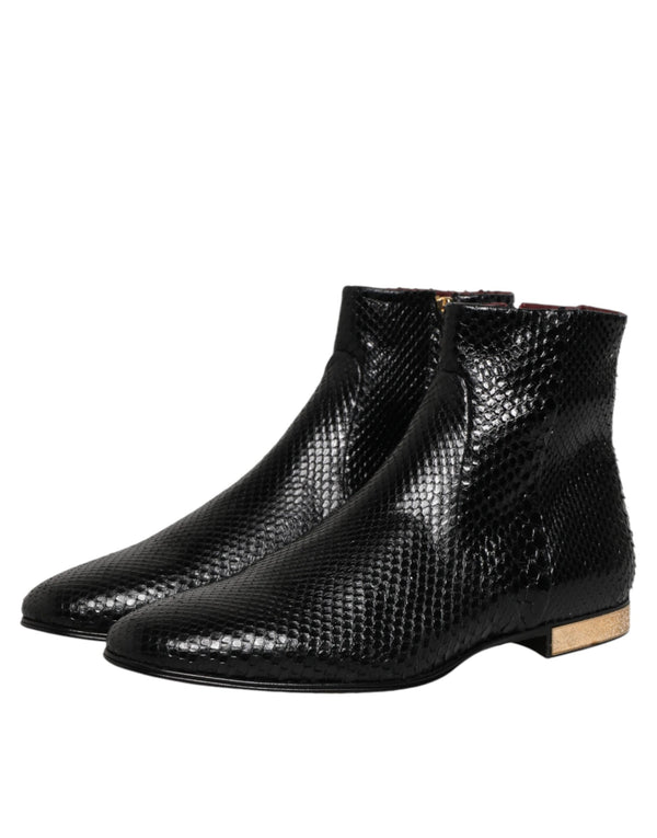 Schwarze Leder-Chelsea-Stiefeletten