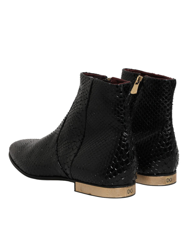 Schwarze Leder-Chelsea-Stiefeletten
