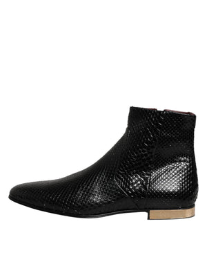 Schwarze Leder-Chelsea-Stiefeletten