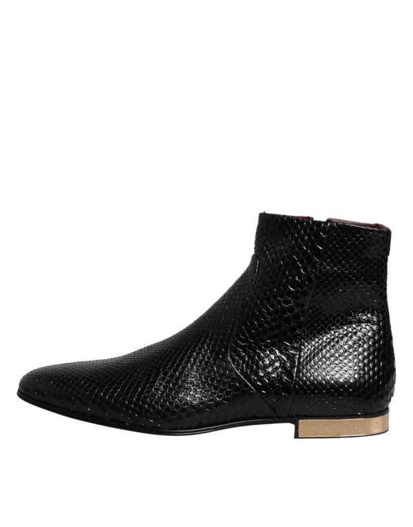 Schwarze Leder-Chelsea-Stiefeletten
