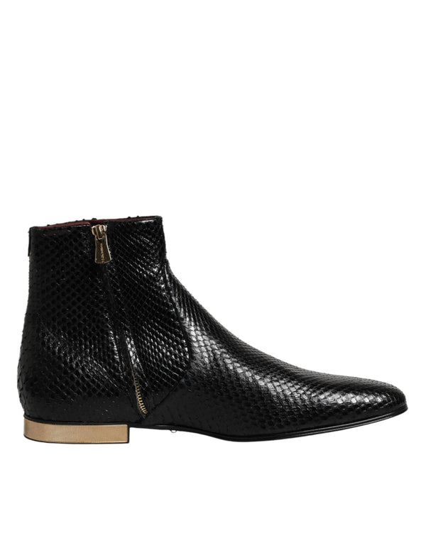 Schwarze Leder-Chelsea-Stiefeletten