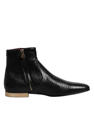 Schwarze Leder-Chelsea-Stiefeletten