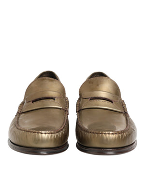 Goldene Leder-Loafer für Herren