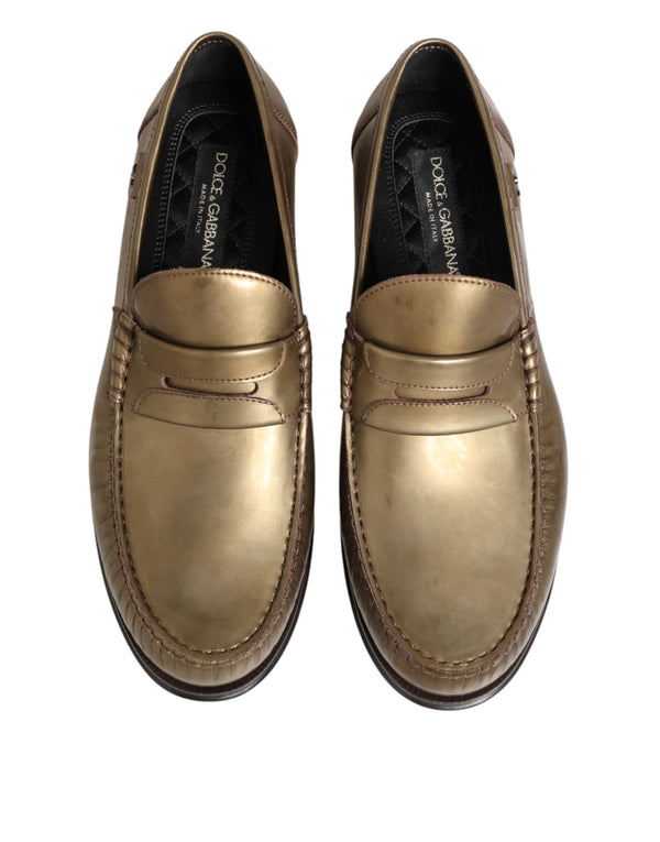 Goldene Leder-Loafer für Herren