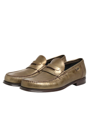 Goldene Leder-Loafer für Herren