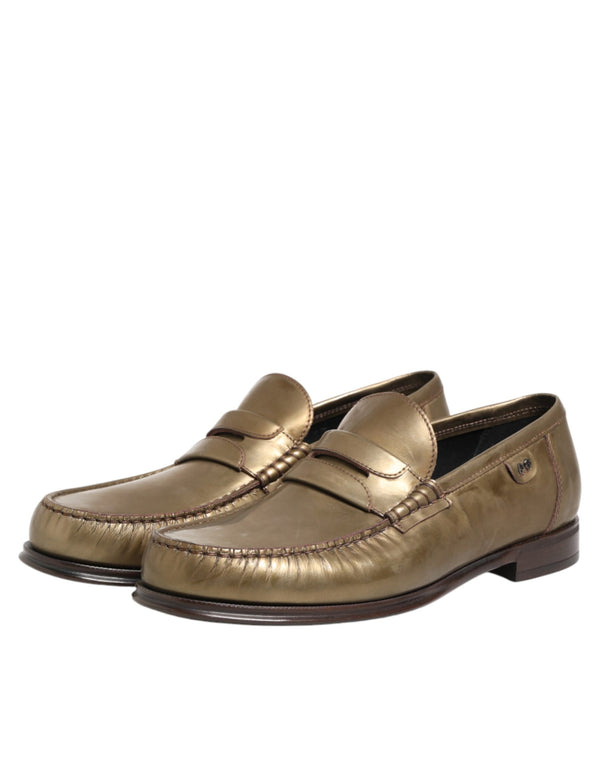 Goldene Leder-Loafer für Herren
