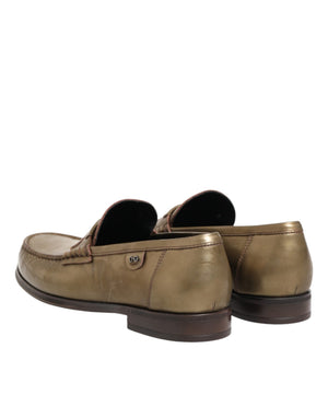 Goldene Leder-Loafer für Herren