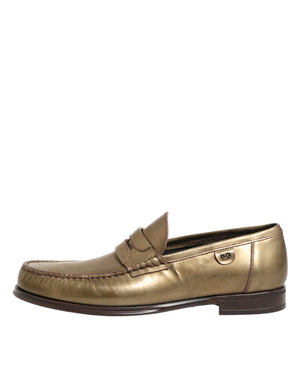 Goldene Leder-Loafer für Herren