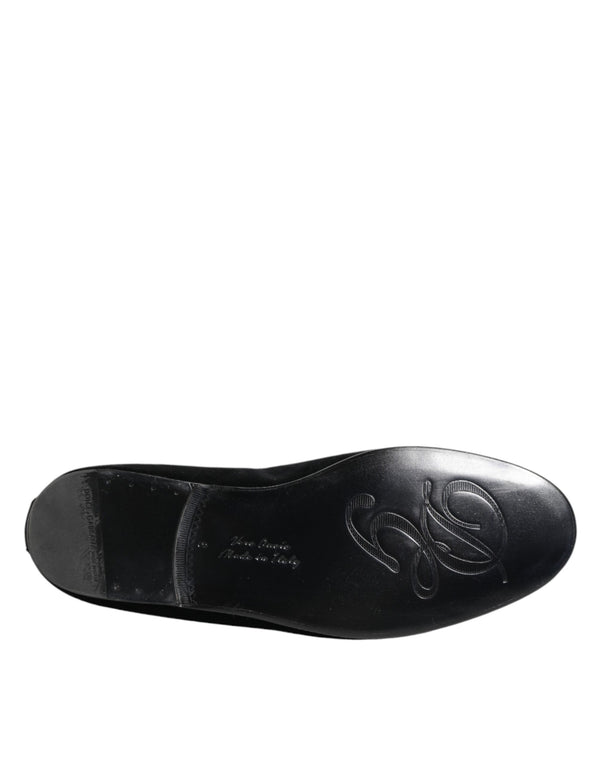 Schwarze Samt-Goldkrone Herren-Loafer
