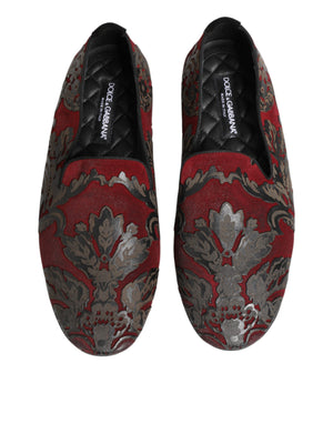 Bordeaux Jacquard Leder-Loafer zum Hineinschlüpfen
