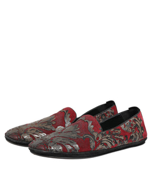 Bordeaux Jacquard Leder-Loafer zum Hineinschlüpfen