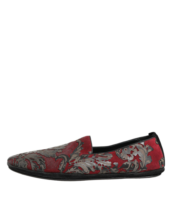 Bordeaux Jacquard Leder-Loafer zum Hineinschlüpfen