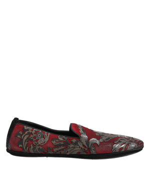 Bordeaux Jacquard Leder-Loafer zum Hineinschlüpfen