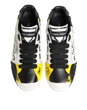Mehrfarbige Leder-Graffiti-Sneakers mit niedrigem Schaft