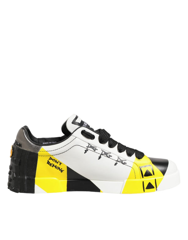Mehrfarbige Leder-Graffiti-Sneakers mit niedrigem Schaft