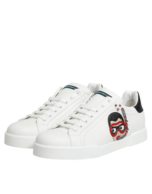 Weiße Leder-Sneaker #DGFAMILY für Herren