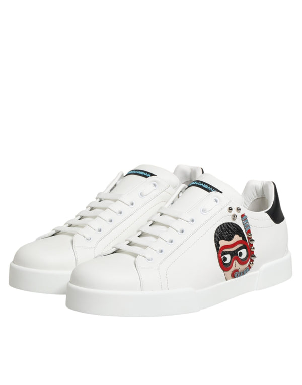 Weiße Leder-Sneaker #DGFAMILY für Herren